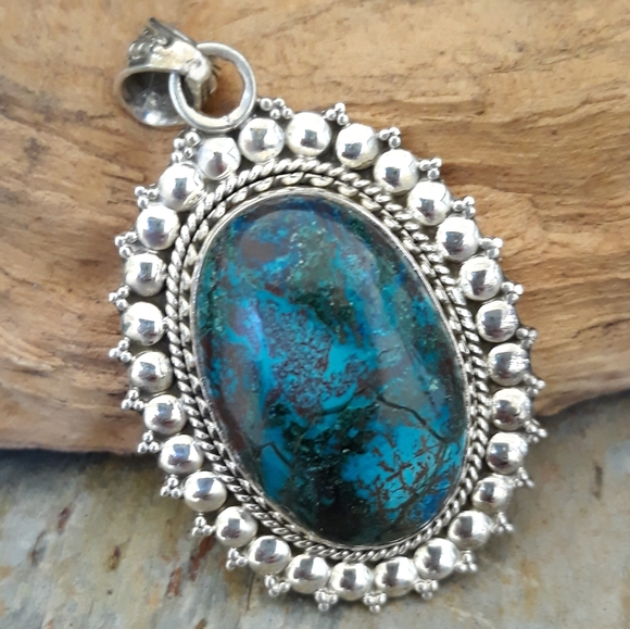 Rare Malachite, Azurite & Chrysocolla Pendant - Picture 8 of 8